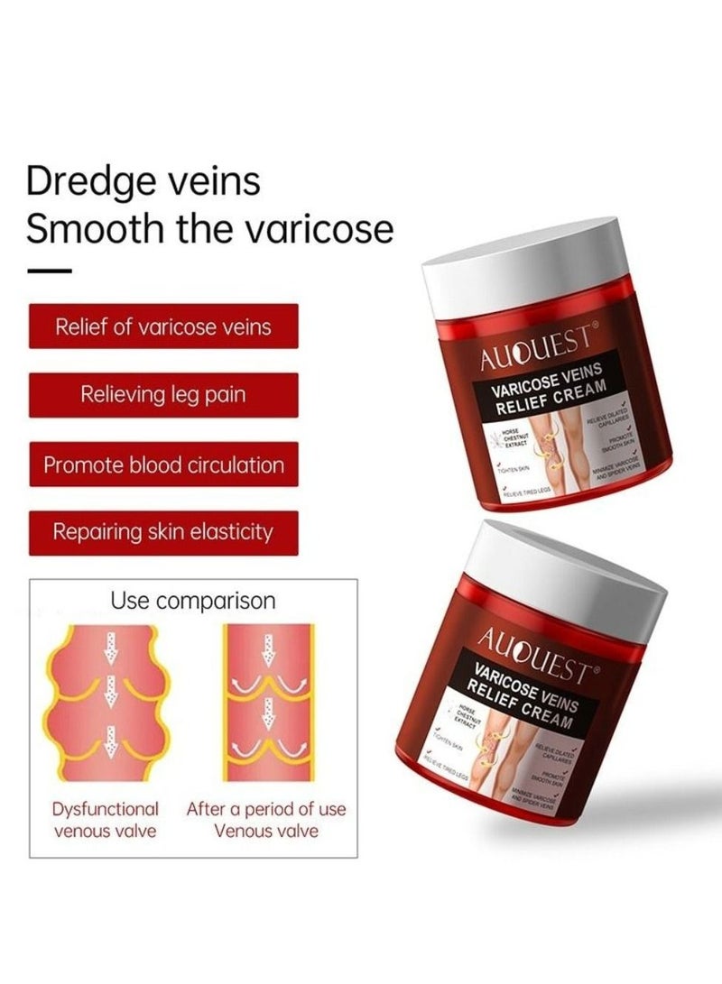 AuQuest Varicose Veins Cream Relief Phlebitis Angiitis 100% Natural Ingredients Added Eliminate the Appearance of Varicose Veins - Vein Inflammation Treatment For Men & Women 80g - Image 2
