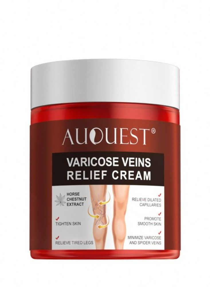 AuQuest Varicose Veins Cream Relief Phlebitis Angiitis 100% Natural Ingredients Added Eliminate the Appearance of Varicose Veins - Vein Inflammation Treatment For Men & Women 80g - Image 1
