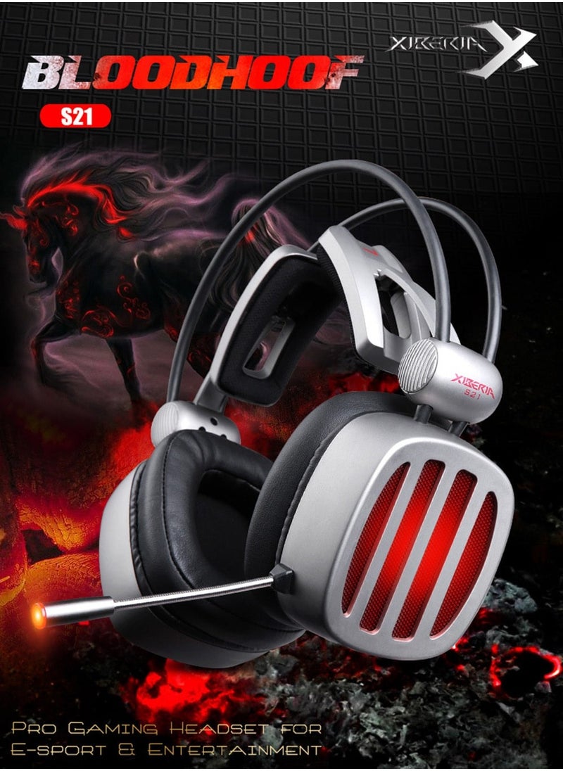Xiberia - Gaming Headset Over-ear Headphones with Mic for PC and Mobile Gaming, Iron Gray - Image 1