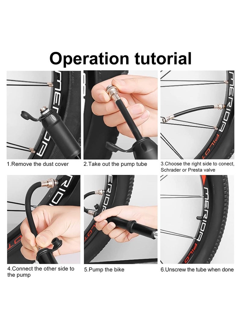 SYOSI Bike Pump with Presta Schrader Valves 100 PSI 80 PSI Bicycle Pump for Electric Bike Tire Mini Pump Handheld Portable Bike Pump  - Image 3