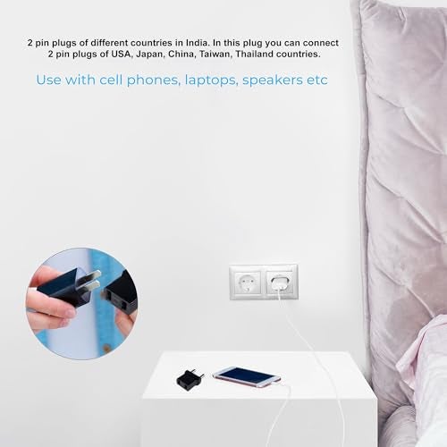 MX Universal Travel Adapter (2 Pin Flat Plug) – Converts USA, Japan, China, Taiwan, Thailand, Europe, Italy, Indonesia & Korea Outlets to India Type D, Travel & Appliance Connector - Image 4