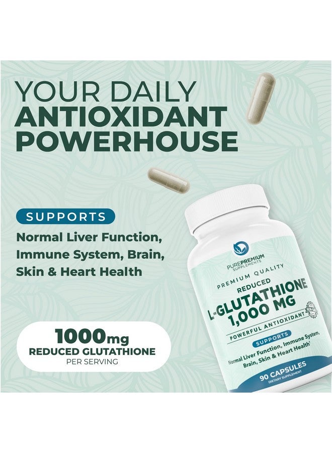 PUREPREMIUM SUPPLEMENTS PurePremium Reduced Glutathione 1000mg Per Serving - 500mg Per Capsule - L-Glutathione Supplement & Antioxidant Support for Normal Liver, Brain, Skin & Heart Health - 90 Capsules - Image 2