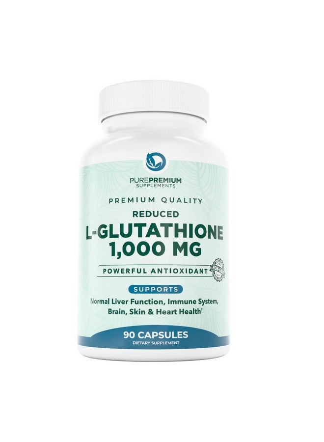 PUREPREMIUM SUPPLEMENTS PurePremium Reduced Glutathione 1000mg Per Serving - 500mg Per Capsule - L-Glutathione Supplement & Antioxidant Support for Normal Liver, Brain, Skin & Heart Health - 90 Capsules - Image 1