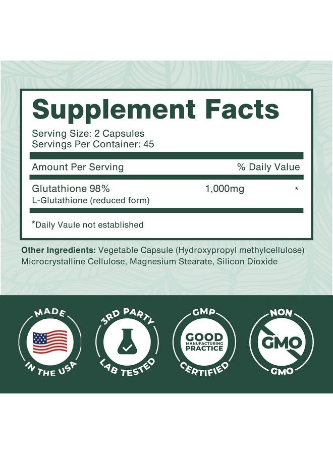 PUREPREMIUM SUPPLEMENTS PurePremium Reduced Glutathione 1000mg Per Serving - 500mg Per Capsule - L-Glutathione Supplement & Antioxidant Support for Normal Liver, Brain, Skin & Heart Health - 90 Capsules - Image 5