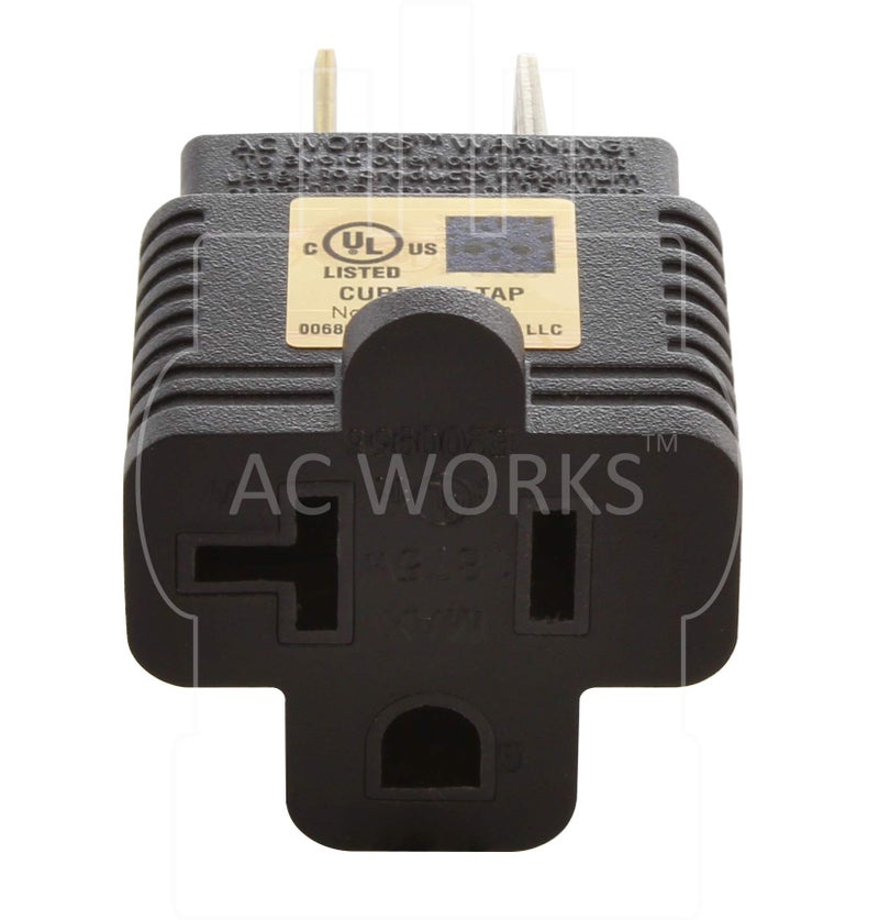 AC WORKS 15 Amp Household Plug to 20 Amp T-Blade Female Adapter - Image 5