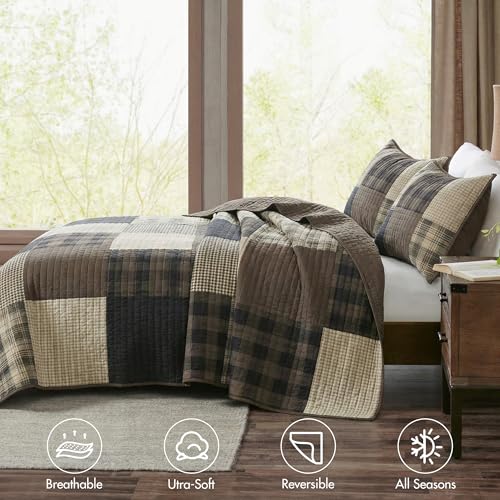 Woolrich John Rich & Bros. Woolrich Quilt Set Queen, Southwestern Aztec Bedding, Reversible Lightweight Bedspread, Oversized Rustic Cabin Quilt Set, Western Farmhouse Bedding with Matching Shams, Black - Image 4