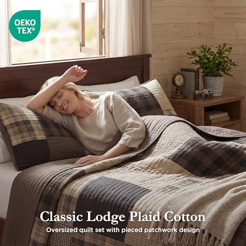 Woolrich John Rich & Bros. Woolrich Quilt Set Queen, Southwestern Aztec Bedding, Reversible Lightweight Bedspread, Oversized Rustic Cabin Quilt Set, Western Farmhouse Bedding with Matching Shams, Black - Image 2