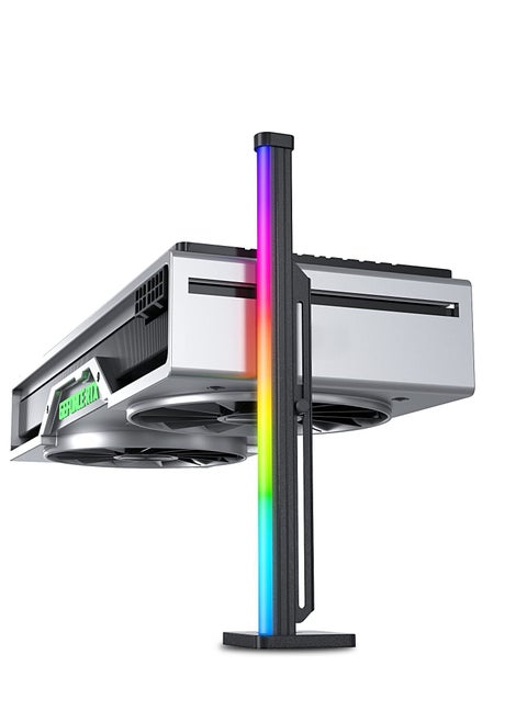 GPU Support Bracket, Adjustable Graphics Card GPU Brace Support Video Card Sag Holder/SATA Holster Bracket, Silicone Flexible Dynamic auto Rainbow Light Strip, Side Neon Light