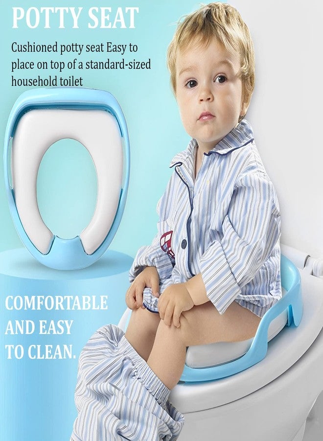 AIMERS Baby Potty Training Seat for 1-5 Years - Kids Toilet Seat with Anti-Skid Pads, Removable PVC Soft Cushion, Splash Guard, Non-Slip Base, Storage Hook, Fits Round & Oval Toilets - Image 2