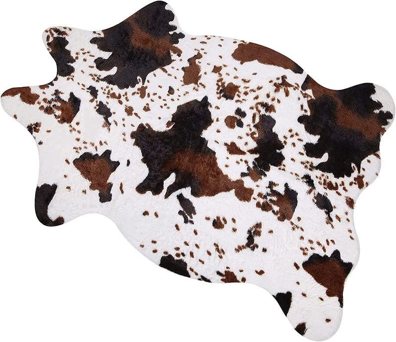 MACEVIA Cowhide Rug Cute Cow Print Rugs Western Decor for Living Room Bedroom Faux Animal Area Carpet Non-Slip 43.3" L x 29.5" W(3.6ft x 2.4ft) - Image 1