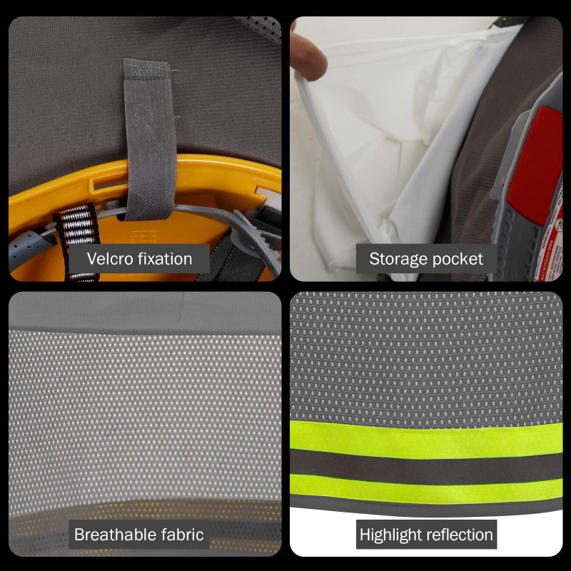 LIZMOF Hard Hat Sun Shade, High Visibility Sun Visor Neck Shade with Reflective Strip, Full Brim, Man & Woman (Hard Hat Not Included), Grey, 2 Pack - Image 3