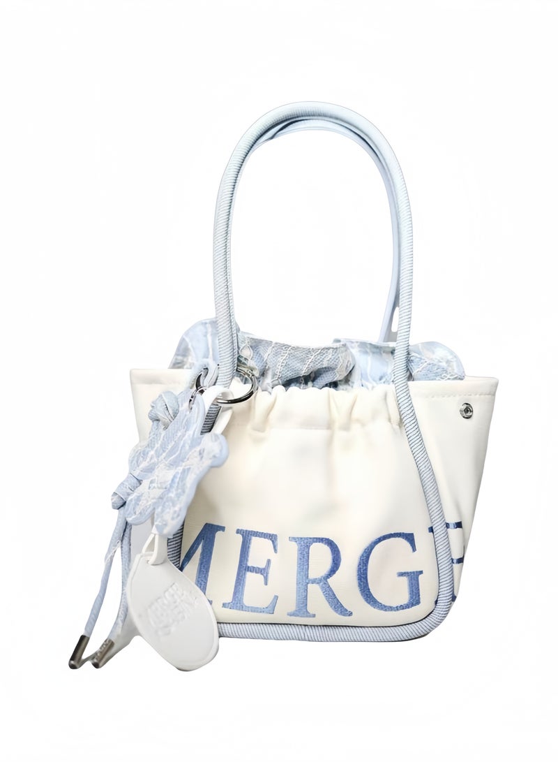 MERGE small tote bag, single shoulder diagonal velvet cloth bag - Image 1