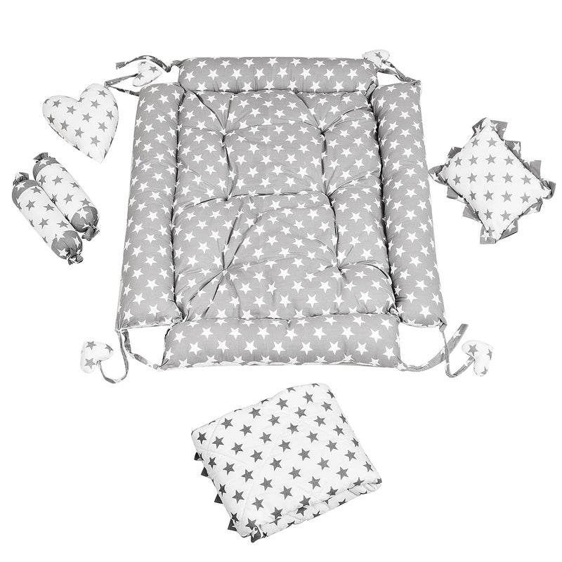 LOREM Grey 4 Pillows Square Shape Cotton Baby Bed for 01 Year BB12CMC - Image 3