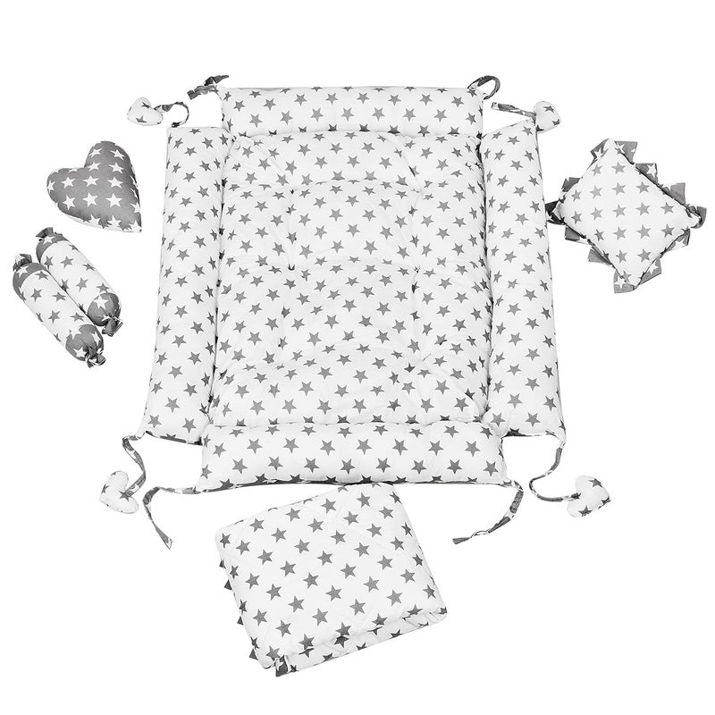 LOREM Grey 4 Pillows Square Shape Cotton Baby Bed for 01 Year BB12CMC - Image 4