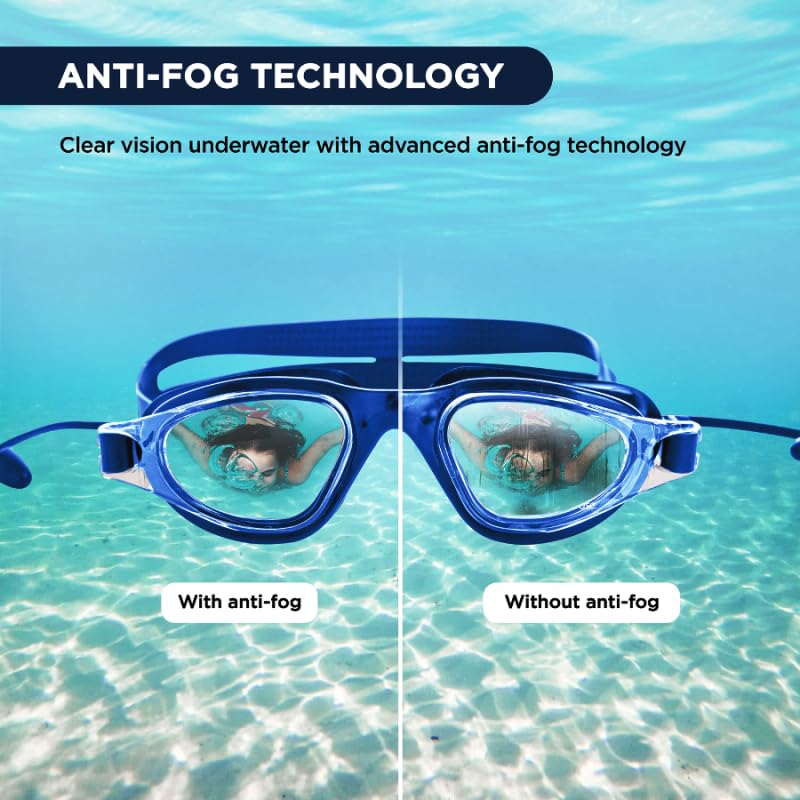 Endless EL1002 Stylish Swimming Goggle with Anti-Fog and UV Protection | Blue | Material : Silicon, Plastic | With Adjustable Strap and Ear Buds | Soft Silicon Gasket for Leak Proof | With Hard Case - Image 4