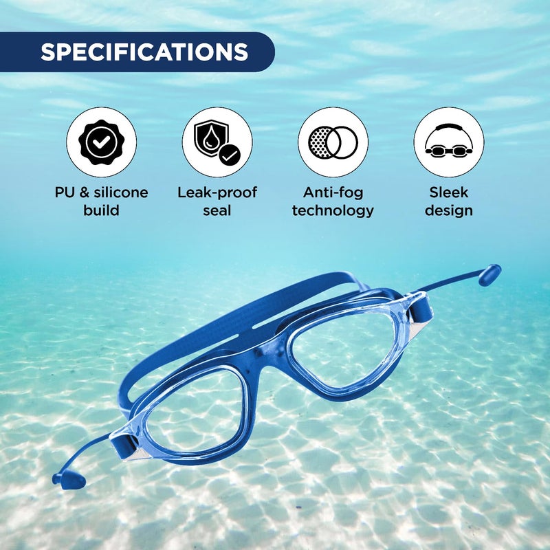 Endless EL1002 Stylish Swimming Goggle with Anti-Fog and UV Protection | Blue | Material : Silicon, Plastic | With Adjustable Strap and Ear Buds | Soft Silicon Gasket for Leak Proof | With Hard Case - Image 2