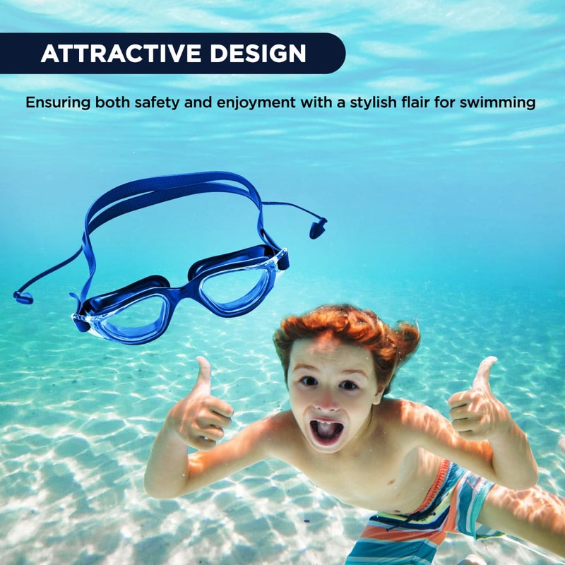 Endless EL1002 Stylish Swimming Goggle with Anti-Fog and UV Protection | Blue | Material : Silicon, Plastic | With Adjustable Strap and Ear Buds | Soft Silicon Gasket for Leak Proof | With Hard Case - Image 5