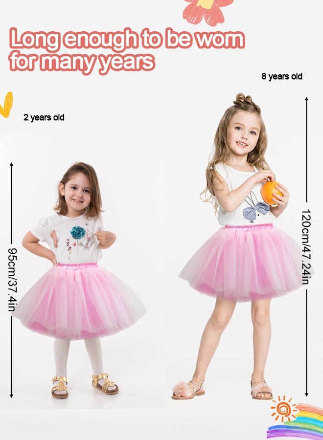 HOME-MART Girls Tutu Skirt 3 Layered Dance Dress Tutu Skirts for 2-8 Years Kids,Ruffle Tiered Ballet Clubwear for Performances,Parties,Playtime Pink - Image 5
