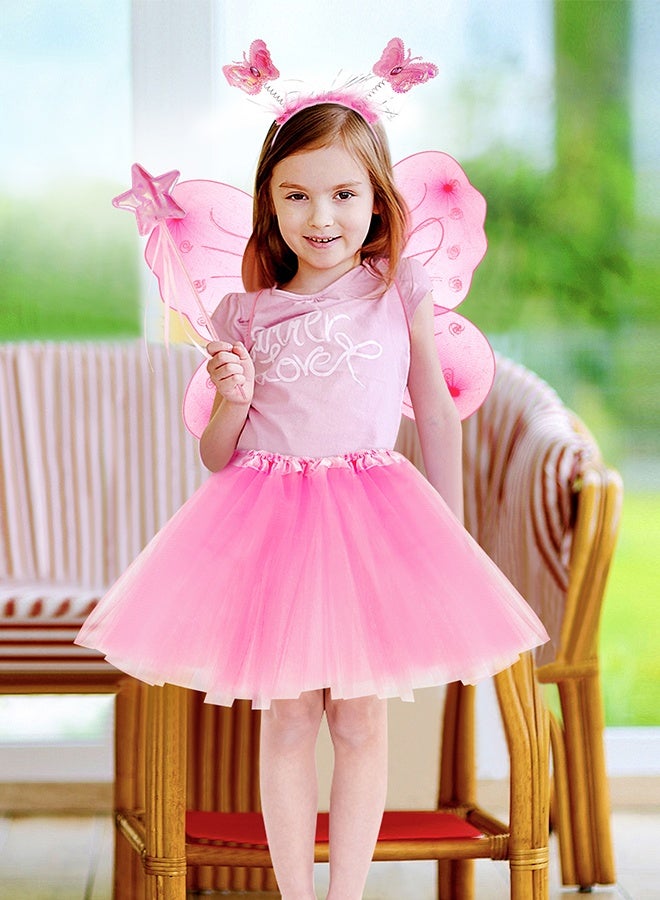 HOME-MART Girls Tutu Skirt 3 Layered Dance Dress Tutu Skirts for 2-8 Years Kids,Ruffle Tiered Ballet Clubwear for Performances,Parties,Playtime Pink - Image 4