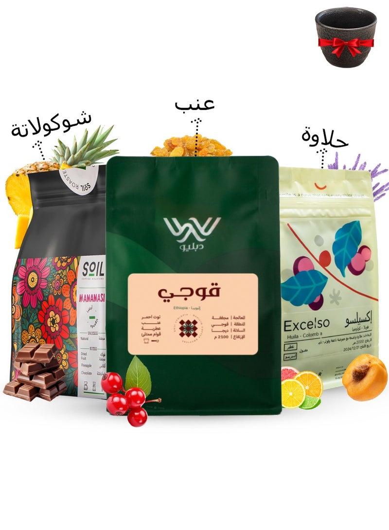 MIBRU Specialty Coffee bean Collection Box for Drip and Espresso Corps coffee v60 Set of 3 with cup - Image 1