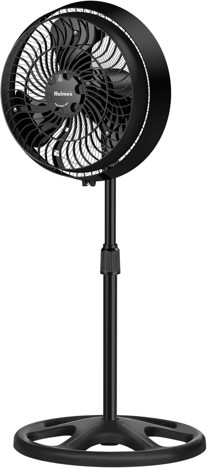 Holmes HOLMES 16 Outdoor Misting Stand Fan Hose Connection 3 Speeds 3 MicroMist Levels 80 Oscillation Adjustable Height 25 Head Tilt GFCI Plug Black  - Image 1
