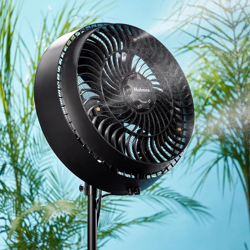 Holmes HOLMES 16 Outdoor Misting Stand Fan Hose Connection 3 Speeds 3 MicroMist Levels 80 Oscillation Adjustable Height 25 Head Tilt GFCI Plug Black  - Image 2