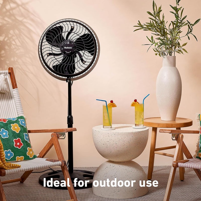 Holmes HOLMES 16 Outdoor Misting Stand Fan Hose Connection 3 Speeds 3 MicroMist Levels 80 Oscillation Adjustable Height 25 Head Tilt GFCI Plug Black  - Image 3