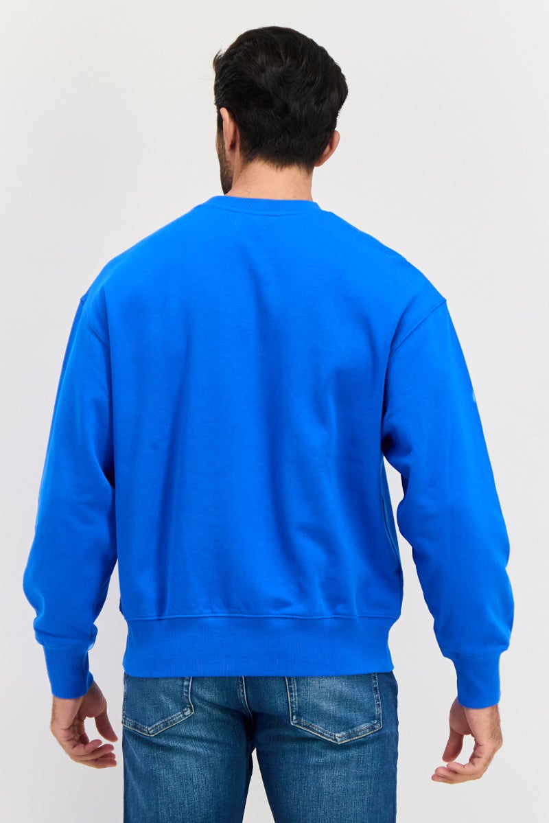 ESPRIT Men Crew Neck Graphic Print Long Sleeve Sweatshirt, Blue - Image 4