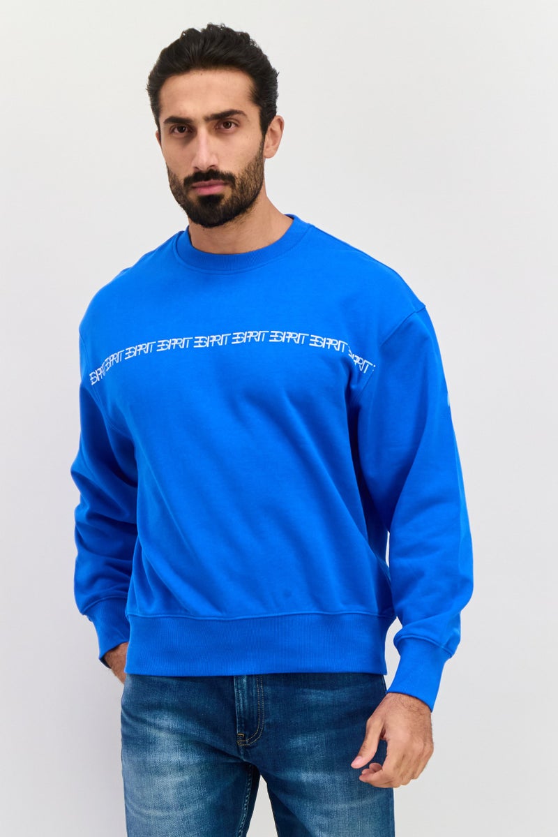 ESPRIT Men Crew Neck Graphic Print Long Sleeve Sweatshirt, Blue - Image 1