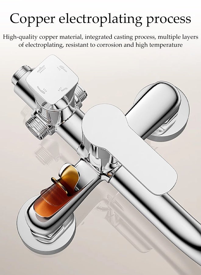 DUNISO 8" Shower Set Thermostatic High Pressure Shower System Wall Mount Pressurization Shower Mixer Set 4 in 1 Overhead Shower System with Handheld Shower Adjustable Angle Handheld Spray Combo Wide Rain Fall Shower - Image 3