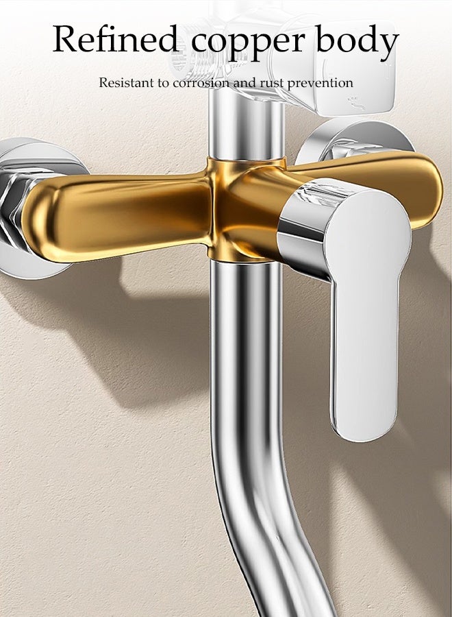 DUNISO 8" Shower Set Thermostatic High Pressure Shower System Wall Mount Pressurization Shower Mixer Set 4 in 1 Overhead Shower System with Handheld Shower Adjustable Angle Handheld Spray Combo Wide Rain Fall Shower - Image 4