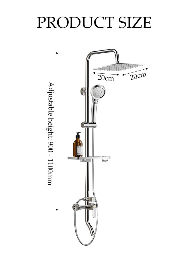 DUNISO 8" Shower Set Thermostatic High Pressure Shower System Wall Mount Pressurization Shower Mixer Set 4 in 1 Overhead Shower System with Handheld Shower Adjustable Angle Handheld Spray Combo Wide Rain Fall Shower - Image 2