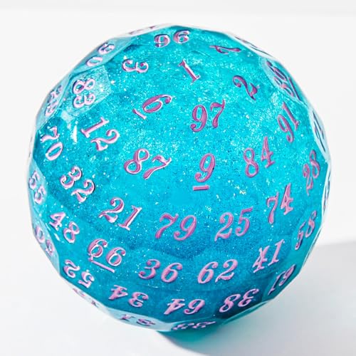 FTNNGIME Liquid core D100 Dice Single 100 Sided 50mm DND dice D100 Dice for Dungeons and Dragons Polyhedral Role Playing Gamed100 Bule - Image 1