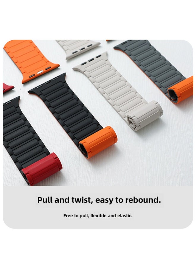 Suitable For Iwatch Watch Strap 1-8 Generation/S9 Universal Free Adjustment Two-color Magnetic For AppleSilicone Strap-Color:Wine Red-Specifications:38/40/41/10 Generations 42mm Universal