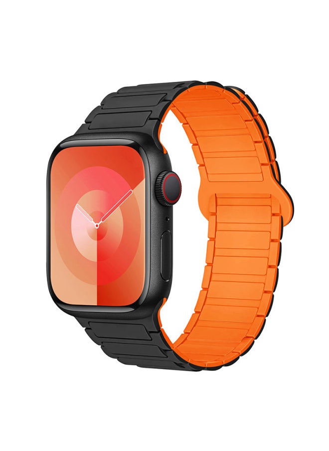 Suitable For Iwatch Watch Strap 1-8 Generation/S9 Universal Free Adjustment Two-color Magnetic For AppleSilicone Strap-Color:Wine Red-Specifications:38/40/41/10 Generations 42mm Universal