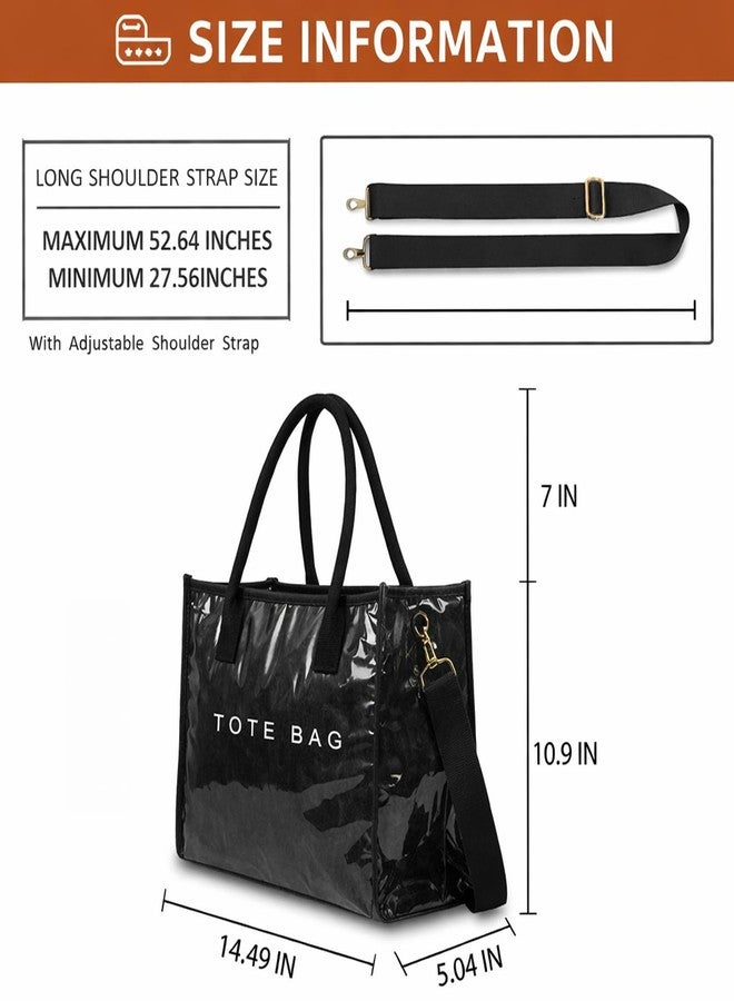 Valentoria PVC Tote Bag for Women Lightweigh Tote Bag with Compartments Shoulder Bag Handbag for Travel, Work, Gym (Black) - Image 5