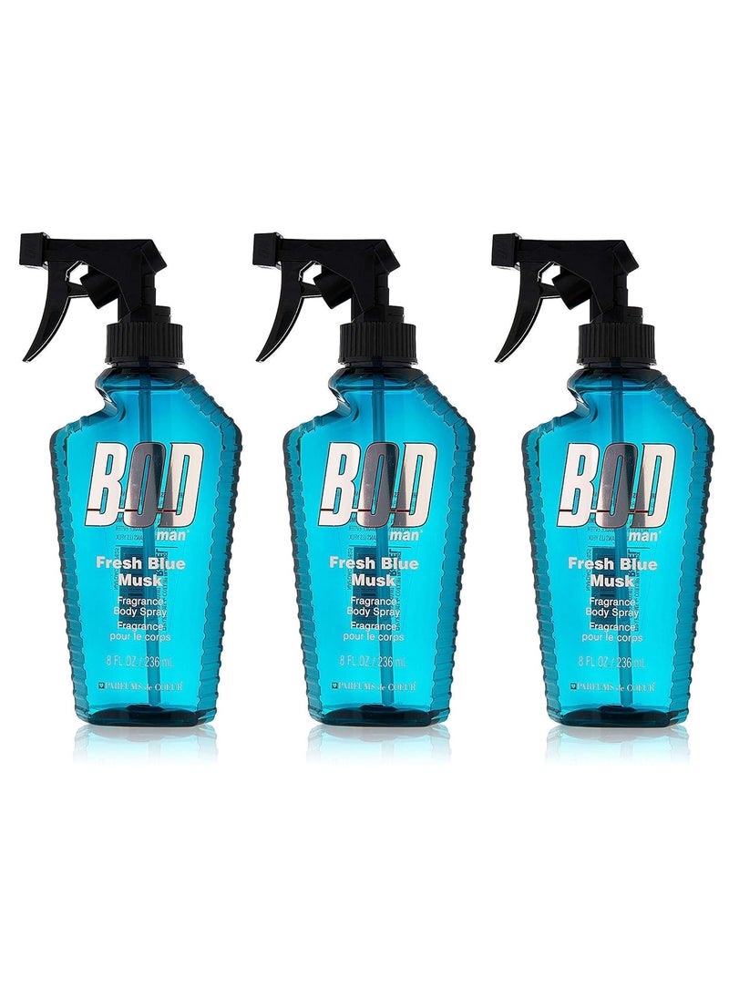 Parfums de Coeur - BOD Man Fresh Blue Musk Body Spray 8 Ounces (Pack of 3) - Image 1