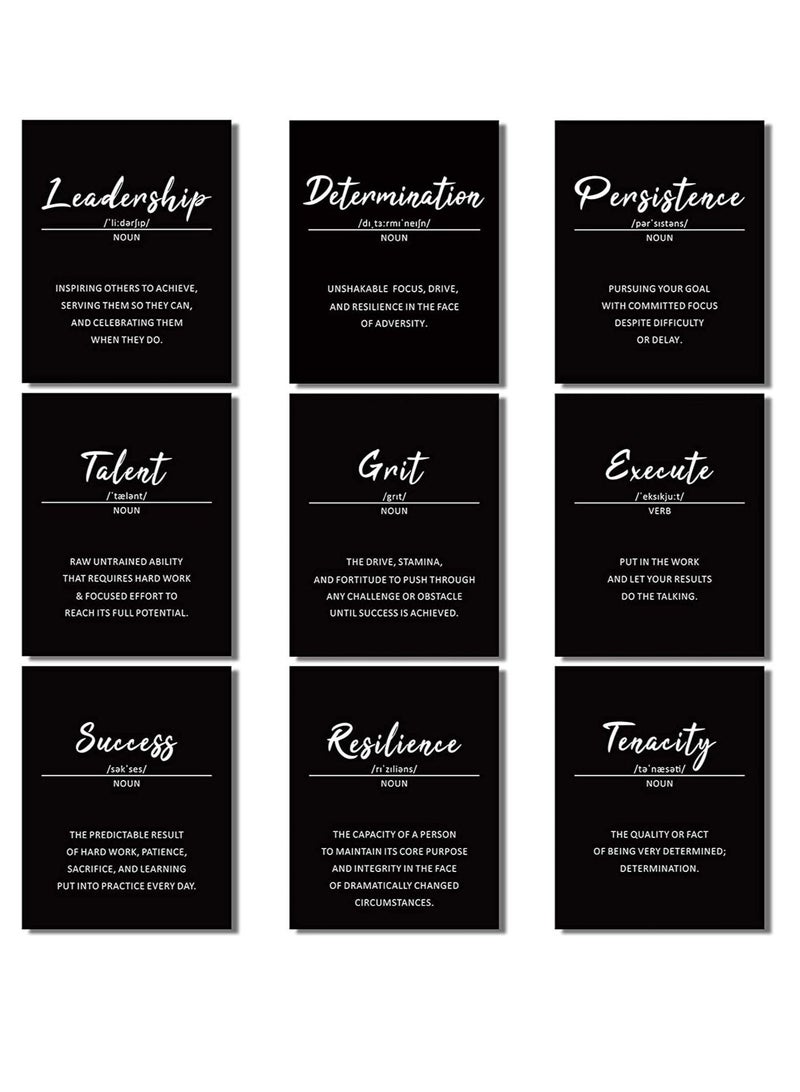 كابتن تيك 9 Pieces Inspirational Phrases Wall Art Prints Motivational Sayings Quote Prints for Teens Adults Living Room Office Classroom College Decoration, Unframed, 8 x 10 Inch - Image 1