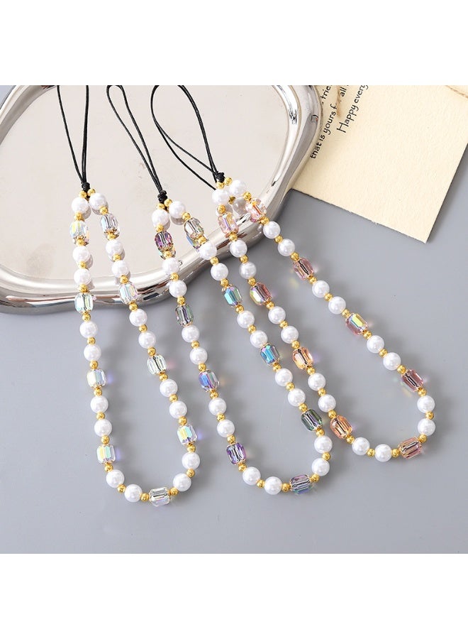 NIBEMINENT Super Cute Beaded Phone Charm – Trendy Phone Chain Wrist Strap, Shining Beads Chain Lanyard for Cell Phone，K3526/Pink - Image 2