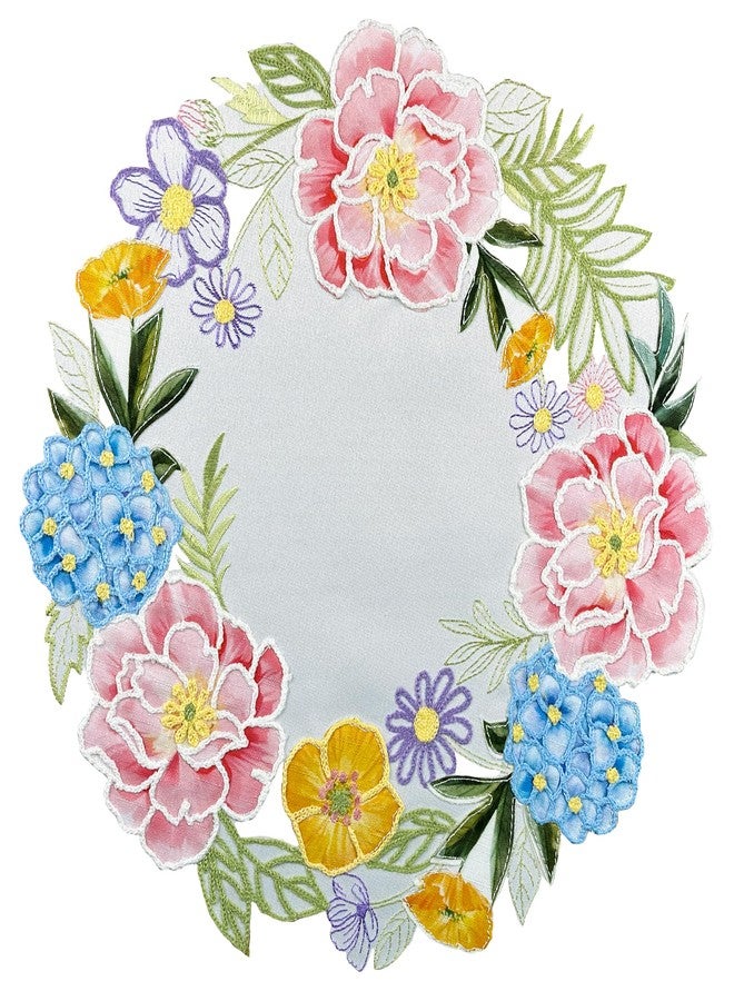 KEVA Floral Spring Placemats Set of 4, 15inch Round Flower Cutwork Embroidered Placemats Set, Easter Seasonal Spring Summer Table Decorations for Kitchen Dining Table (S/4-15 Round) - Image 2