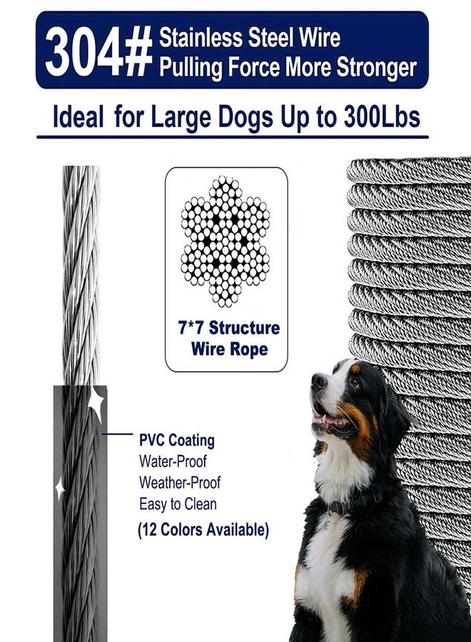 WATFOON 50Ft Dog Tie Out Cable, Training Leads Dog Run Leash for Yard, Reflective Heavy Duty Pet Runner Cable for Dogs Up to 300 Pounds, 1000lbs Break Strength Camping Steel Wire Chain - Image 2