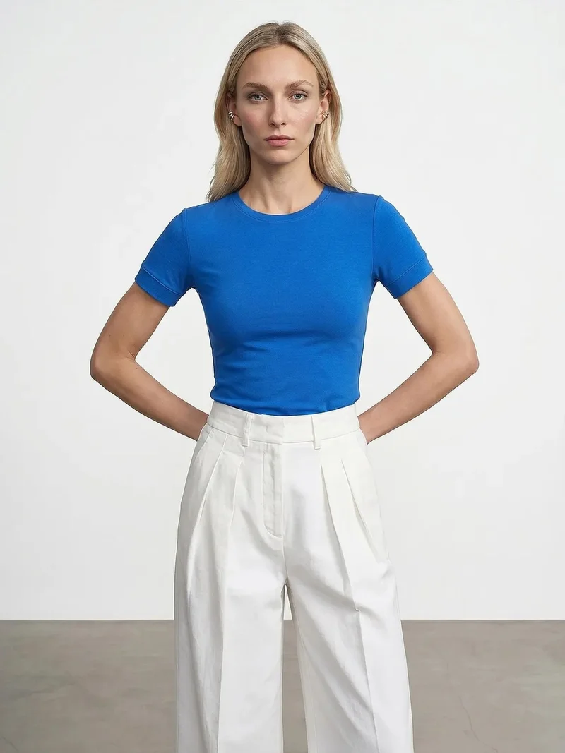 Dilvin DILVIN Women's Slim Fit Crew Neck T-Shirt