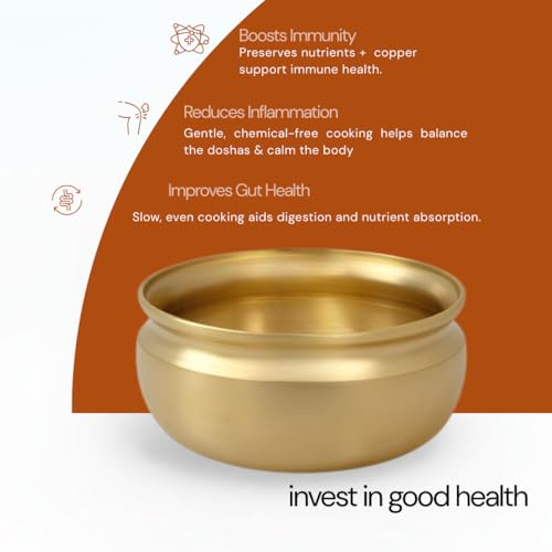 Nutrion Pure Bronze Handi/Pongal Pot (2.4 Liters) | Traditional Pital Cooking Pot for Kitchen & Biryani | Handmade Mirror Finish Bronze Utensil for Home Chefs & Gifting - Image 4