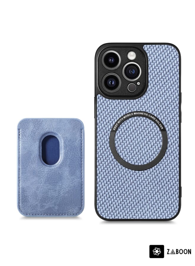 Zaboon Protective Case For iPhone 13 Pro Max Carbon Fiber Leather Card Magsafe Magnetic - Image 3