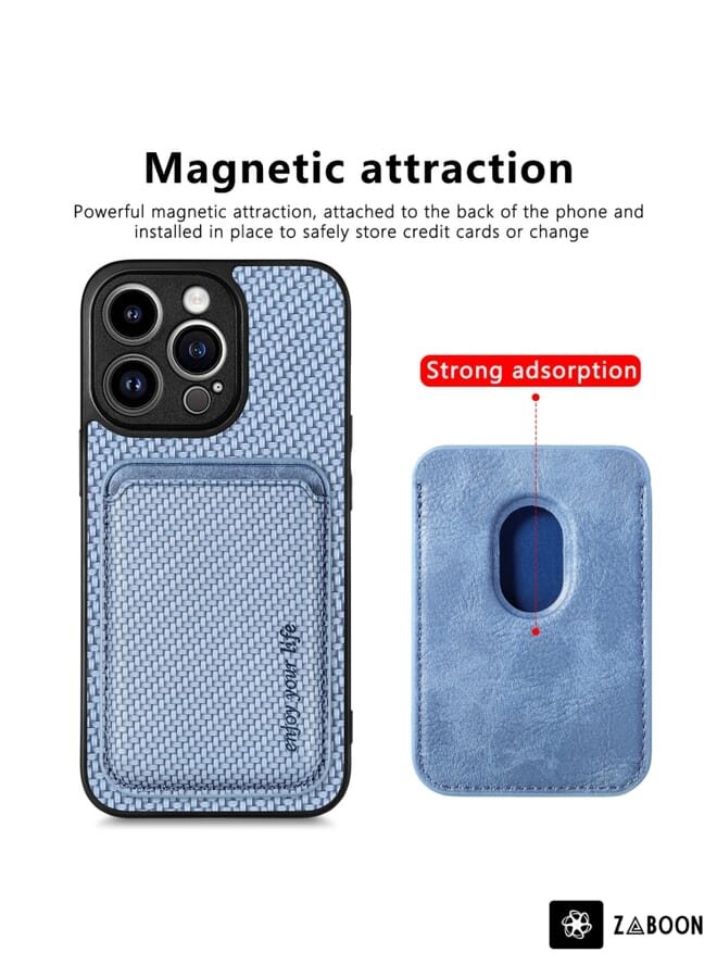 Zaboon Protective Case For iPhone 13 Pro Max Carbon Fiber Leather Card Magsafe Magnetic - Image 4