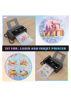 SYOSI Holographic Sticker Paper Clear A4 Vinyl Self-Adhesive Waterproof Transparent Film Gem Spot Rainbow Star Pattern  - Image 4