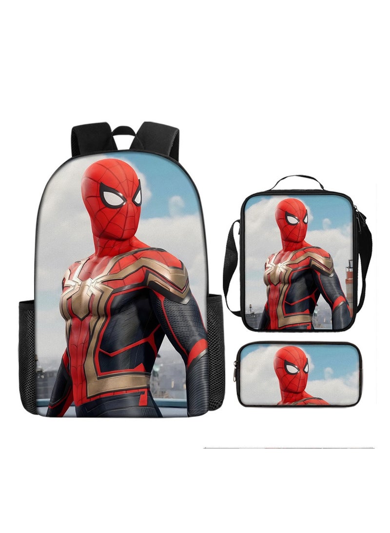 Backpacker Spider-Man Cartoon Digital Printing Children's Student School Bag Backpack 29*16*42CM + Shoulder Bag 19*6*23CM + Pencil Case 24*7*11CM Three-piece Set - Image 1