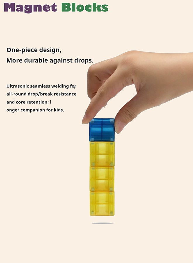 DEZHI 52 قطعة من البلاط المغناطيسي، كتل بناء مغناطيسية للأطفال، ألعاب تعليمية STEM للأطفال من عمر 3 سنوات فما فوق، هدية ألعاب البناء للأولاد والبنات - Image 5