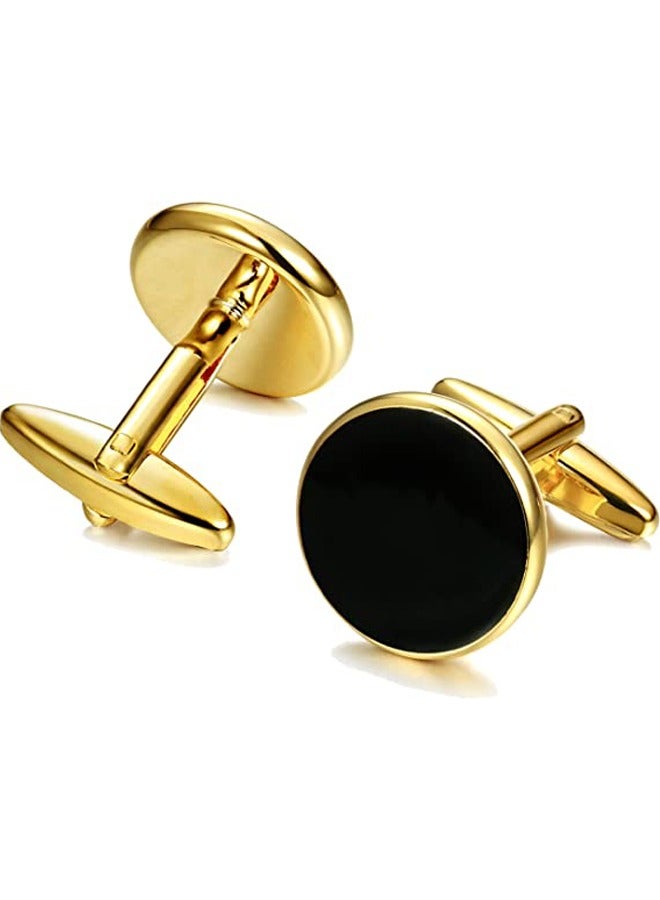 HAWAWA Men's Cuff8pcs  Men's Cufflinks with Tuxedo Shirt Studs Set Tuxedo Shirt Cuff Links for Wedding Groom Business Birthday Anniversary Father's Day Gifts Goldlinks - Image 2