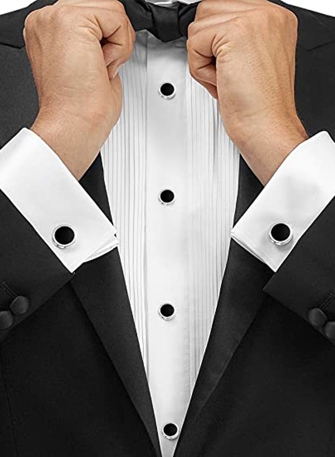 HAWAWA Men's Cuff8pcs  Men's Cufflinks with Tuxedo Shirt Studs Set Tuxedo Shirt Cuff Links for Wedding Groom Business Birthday Anniversary Father's Day Gifts Goldlinks - Image 4